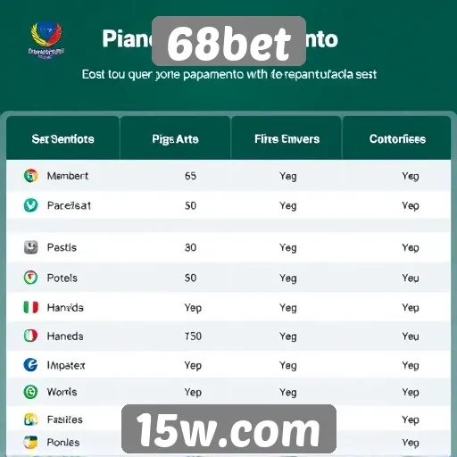 Opções de pagamento disponíveis na 68bet